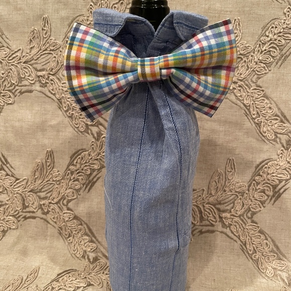 Handmade Other - Handcrafted Wine or Liquor Bottle Gift Bag Made From Dress Shirt and Tie